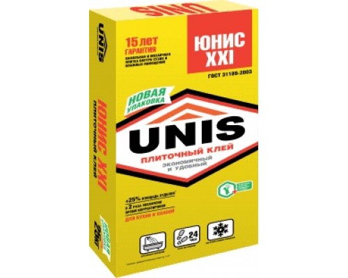 Клей для плитки и керамогранита Юнис XXI (Unix XXI), 25кг