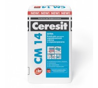 Клей для плитки и керамогранита Церезит СМ14 Экстра (Ceresit CM14 Extra) для внутренних и наружных работ, 25кг