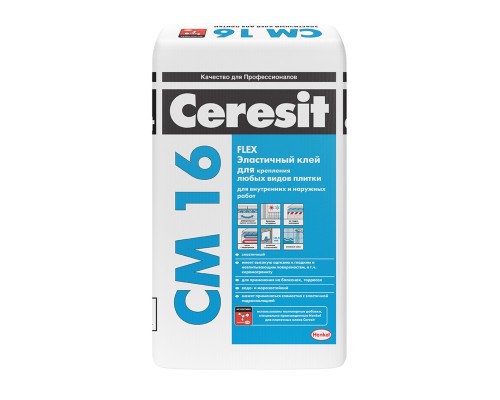 Эластичный клей для плитки Церезит СМ16 Флекс (Ceresit CM16 Flex) водо- и морозостойкий, 25кг